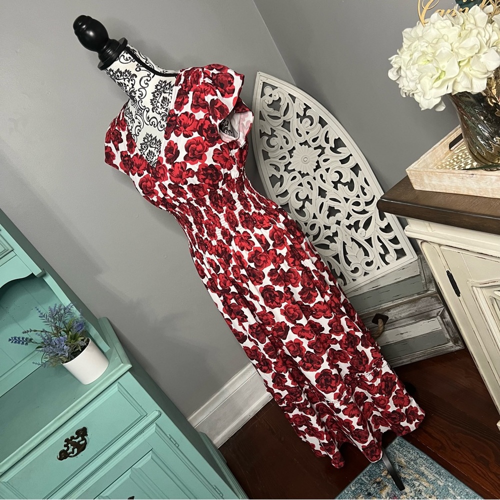 Wayward Fancies Ruffle Sleeve Floral Midi Dress Size Small Boho Cottage Core - Picture 6 of 14